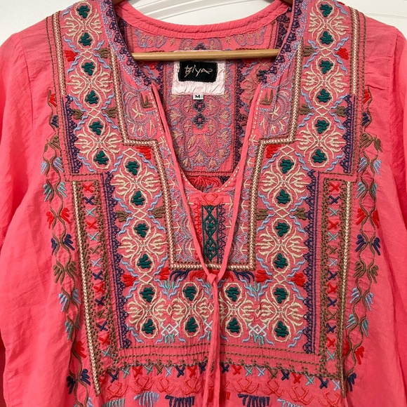 biya johnny was tunic dress‎ pink long sleeve size medium - Picture 4 of 6